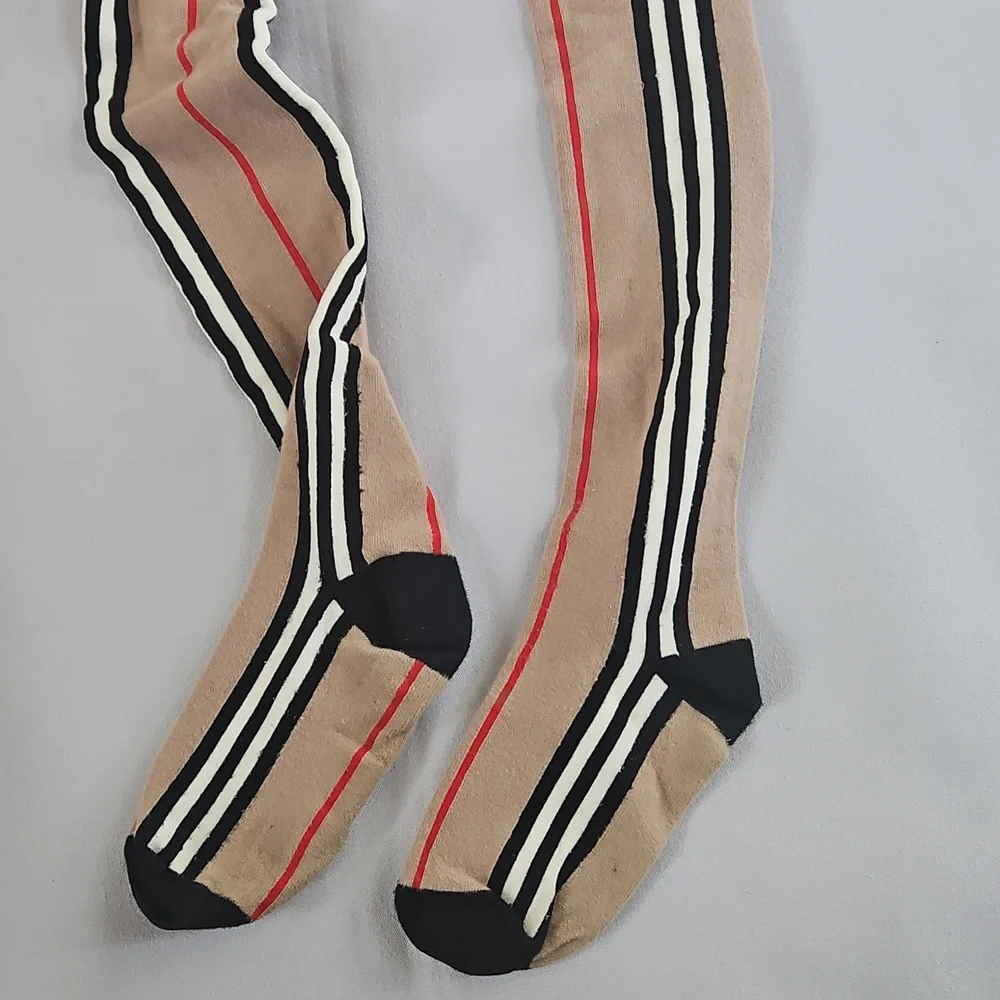 NEW! Burberry Kids Beige Icon Stripe Tights Size 8Y
